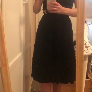 Blue velvet a line knee length skirt